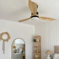 Ventilateur de Plafond avec Lumière 3 Pales Noires 56W 6 Vitesses New York Thinia Home