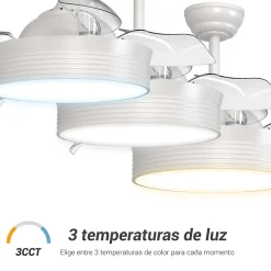 Ventilateur de plafond avec pales rétractables et lumière LED