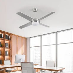 Ventilateur de Plafond avec Lumière 4 Pales 56W 6 Vitesses Montana Silver Dayron