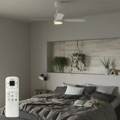 Ventilateur de plafond avec éclairage GoodHome Burbank coloris blanc pour pièce de 15 m² Ø.106 cm