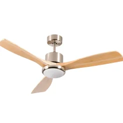 Ventilateur de Plafond avec Lumière 3 Pales 56W 6 Vitesses Alaska Bois Naturel Thinia Home