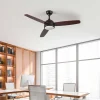 Ventilateur de Plafond avec Lumière 3 Pales 56W 6 Vitesses Vermont Bois Foncé Thinia Home
