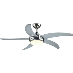 Ventilateur de plafond avec éclairage GoodHome Hanki coloris argent pour pièce de 25 m² Ø.132 cm