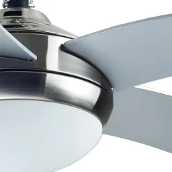 Ventilateur de plafond avec éclairage GoodHome Hanki coloris argent pour pièce de 25 m² Ø.132 cm