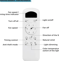 Ventilateur de plafond avec lumière LED 22W, 3 pales ABS, télécommande, nickel brossé 132x132x36,5cm