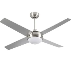Ventilateur de Plafond avec Lumière 4 Pales 56W 6 Vitesses Montana Silver Thinia Home