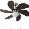 Ventilateur de plafond avec lampe - VIDAXL - 76 cm - 3 vitesses - Marron foncé