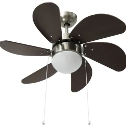 Ventilateur de plafond avec lampe - VIDAXL - 76 cm - 3 vitesses - Marron foncé