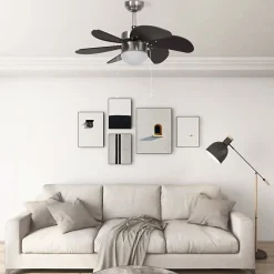 Ventilateur de plafond avec lampe - VIDAXL - 76 cm - 3 vitesses - Marron foncé