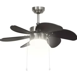 Ventilateur de plafond avec lampe - VIDAXL - 76 cm - 3 vitesses - Marron foncé