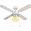 Ventilateur de plafond avec éclairage coloris blanc pour pièce de 8 m² Ø.90 cm