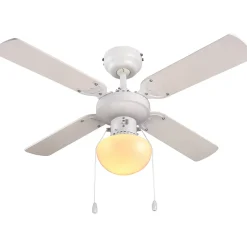 Ventilateur de plafond avec éclairage coloris blanc pour pièce de 8 m² Ø.90 cm