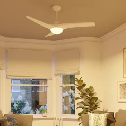 Ventilateur de plafond avec éclairage GoodHome Linto coloris blanc pour pièce de 25 m² Ø.132 cm