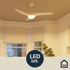 Ventilateur de plafond avec éclairage GoodHome Linto coloris blanc pour pièce de 25 m² Ø.132 cm