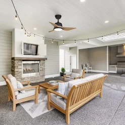 Ventilateur de plafond avec lumière LED marron et noir