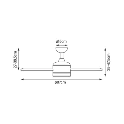 Ventilateur de plafond avec lumière LED marron et noir