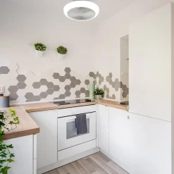 Ventilateur de plafond blanc type plafonnier avec lumière LED