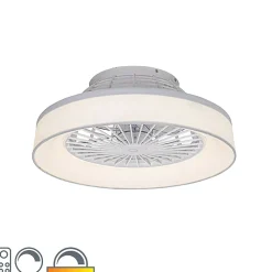 Ventilateur de plafond blanc avec effet étoilé 47cm LED incluse dimmable avec télécommande - Emily
