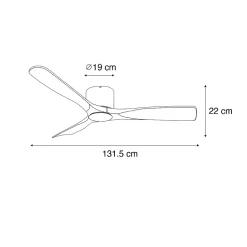 Ventilateur de plafond blanc avec bois 131,5cm avec LED dimmable avec télécommande - Jerri