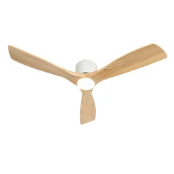Ventilateur de plafond blanc avec bois 131,5cm avec LED dimmable avec télécommande - Jerri