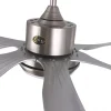 Ventilateur de plafond DC argenté avec pales de 166cm et lumière pour 60m2
