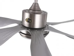 Ventilateur de plafond DC argenté avec pales de 166cm et lumière pour 60m2