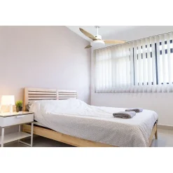 Ventilateur de plafond DC blanc avec pales en ABS 122cm et lumière pour 25m2