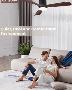 Ventilateur de Plafond en Bois avec Lumière LED 24W + Moteur DC Silencieux 38W