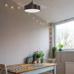 Ventilateur de plafond escamotable à lumière brun foncé