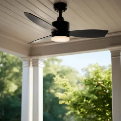 Ventilateur de plafond extérieur noir 91,3cm avec LED à intensité variable avec télécommande IP44 - Toledo