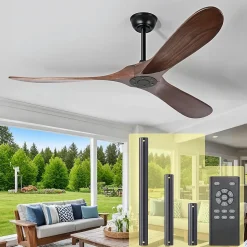 Ventilateur de Plafond Grande Taille 223 cm Silencieux avec ou sans Lumiere - EXQUIO, A-sans ampoule