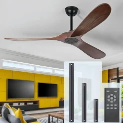 Ventilateur de Plafond Grande Taille 223 cm Silencieux avec ou sans Lumiere - EXQUIO, A-sans ampoule