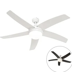 Ventilateur de plafond intelligent blanc avec impression bois 132cm avec LED à intensité variable avec télécommande - Cool