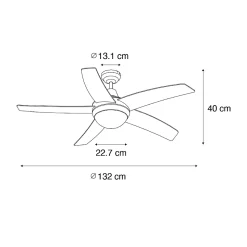 Ventilateur de plafond intelligent blanc avec impression bois 132cm avec LED à intensité variable avec télécommande - Cool
