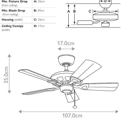 Ventilateur de Plafond Kevlar 107cm - Blanc mat