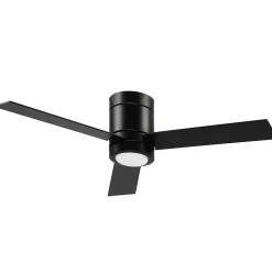 Ventilateur de plafond LED - 3 pales, 3 vitesses, timer - télécommande, kit installation inclus - métal effet bois noir