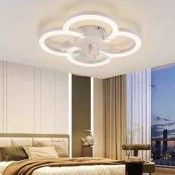 Ventilateur de plafond LED NETTLIFE avec éclairage silencieux et télécommande, plafonnier à intensité variable, blanc