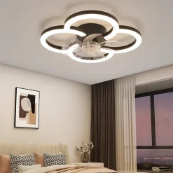 Ventilateur de plafond LED NETTLIFE avec éclairage - 40 W silencieux noir avec télécommande, variateur d'intensité
