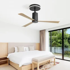 Ventilateur de plafond moderne 132 cm avec lumière LED et télécommande, 3 pales ABS, moteur DC réversible silencieux,
