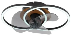 Ventilateur de plafond métal noir mat, LED KAREN