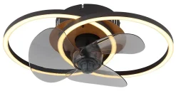 Ventilateur de plafond métal noir mat, LED KAREN