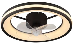 Ventilateur de plafond métal noir mat, LED GATIAN