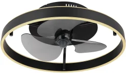 Ventilateur de plafond métal noir, LED CONWAY