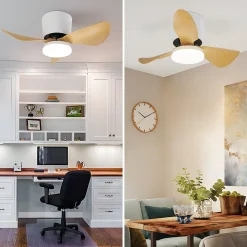 Ventilateur de plafond NETTLIFE avec éclairage et télécommande 23 W LED Dimmable Silencieux 70 cm Été/Hiver Minuterie 6 vitesses