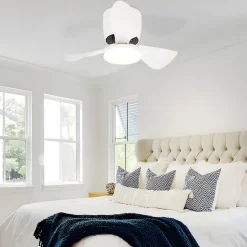 Ventilateur de plafond NETTLIFE avec éclairage, variateur, silencieux, 70 cm, LED, 23 W, blanc, été/hiver, minuterie 6 vitesses
