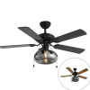 Ventilateur de plafond noir 107,5 cm avec interrupteur à tirette - Mistral Busa
