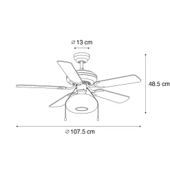 Ventilateur de plafond noir 107,5 cm avec interrupteur à tirette - Mistral Busa