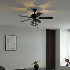 Ventilateur de plafond noir 107,5 cm avec interrupteur à tirette - Mistral Busa