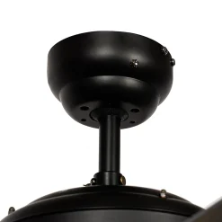 Ventilateur de plafond noir avec bois et interrupteur à tirette - Mistral Johanna