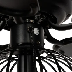 Ventilateur de plafond noir avec bois et interrupteur à tirette - Mistral Johanna